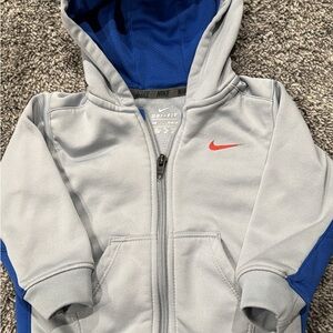 Nike Light Gray and Blue Jacket with Red Logo